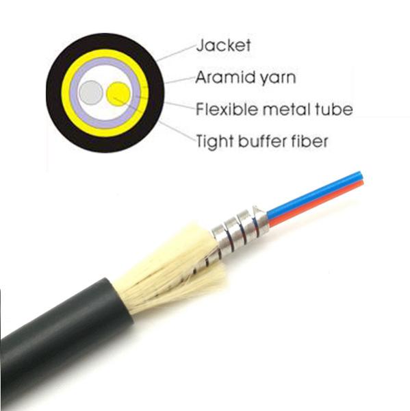 Peso leve Singlemode do anti cabo de fibra ótica tático OM1 OM2 OM3 OM4 do roedor 2F