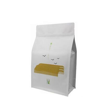 Stand up k Pouch/Brown Kraft Paper Bag with Handle Clear Window and Zipper for Cafe
