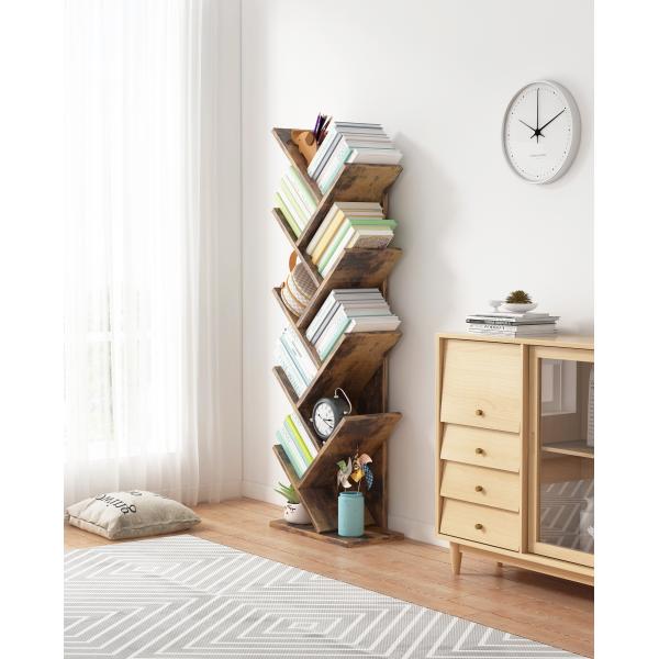 Wood Panel Tree Shape Book Rack Shelf Living Room Funiture