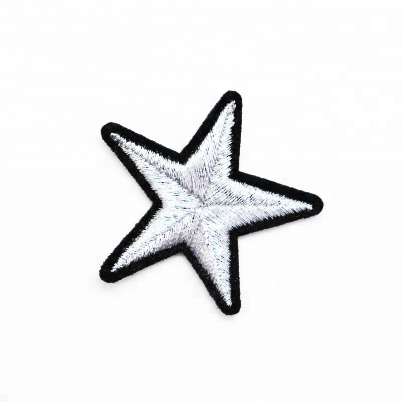 Wholesale Silver Metallic Embroidered Star Patches