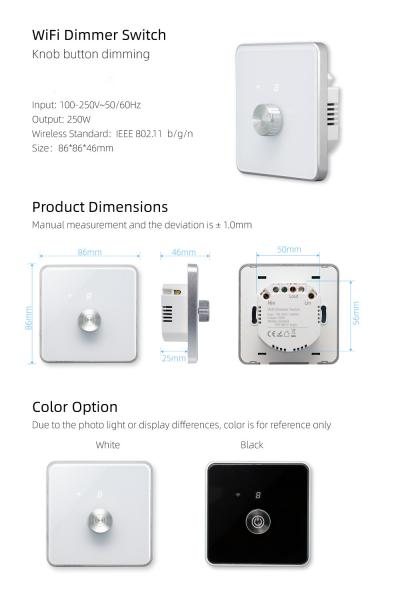 Glomarket Smart Home Dimmer Switch Tuya Zigbee Voice Control Knob Dimming Adjust Brightness With Digital Display