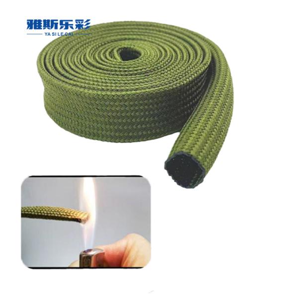 Cotton Nylon Sleeve Green Mesh Braided Sleeving For Wiring Harness