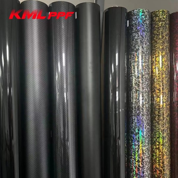 Kmlppf Forged Carbon Fiber PET Series Anti-Scratch Color-Changing Vinyl Film Wrap Decoration for Cars