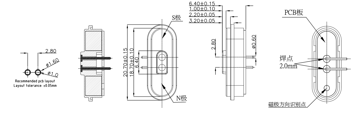 Conector magnético de 2 pines de ángulo recto masculino y femenino para productos domésticos
