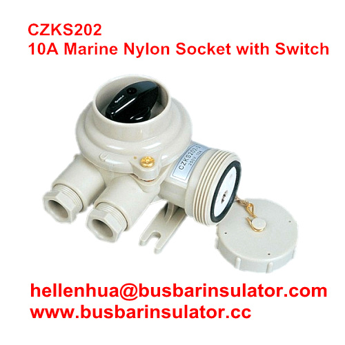 10A marine nylon socket with switch CZKS109 1144/R/FS Rotary switch
