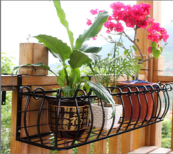 Corrosion Resistant Balcony L60cm Metal Flower Stand