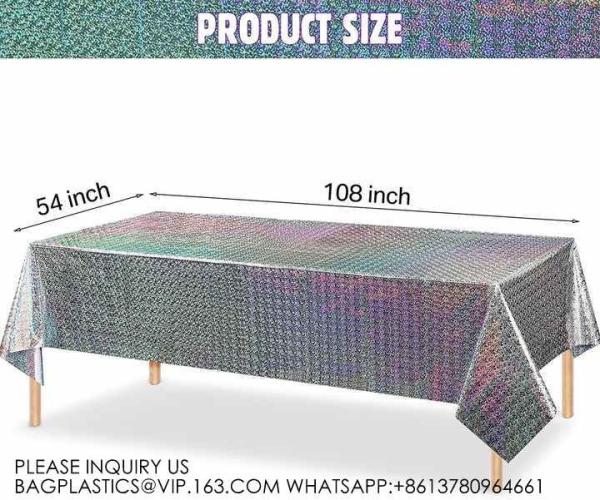 Laser Rainbow Theme Party Tablecloth Aluminum Film Birthday Wedding Party Decoration Disposable Tablecloth Decoration