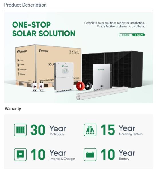 Solar Panel System Kit 5kw 10kw 15kw 20kw Hybrid System With Rechargeable Battery