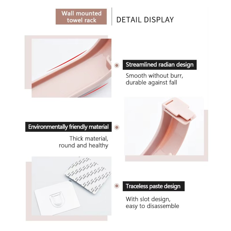 Hot Selling Wall Mounted Shelf Floating No Drilling Towel Rack for Bathroom Living Room