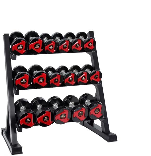 Three Layer Commercial Fitness Equipment Dumbbell Rack Metal Set For Strength Training
