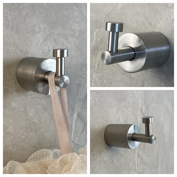 Towel Wall Mounted Bathroom Robe Hooks SUS304 Stainless Steel Heavy Duty Brushed Silver