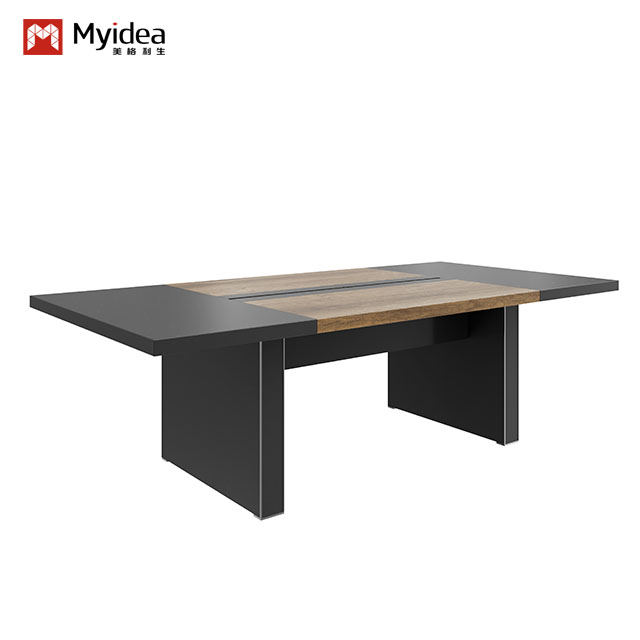 Commercial-Grade Conference Table with Integrated Cable Channels and Reinforced Aluminum-Clad Base – Ideal for Corporate Boardrooms and Tech-Ready Workspaces.