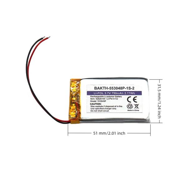 503048P Li Polymer Battery Pack 3.7V 750mAh For Electronic Applications
