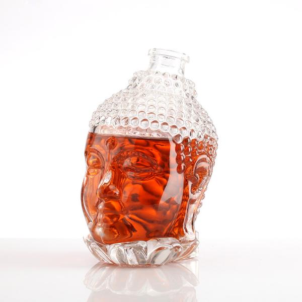 Customize 750ml Unique Square Shoulder Super Flint Rum Vodka Whisky Glass Bottle with Cork