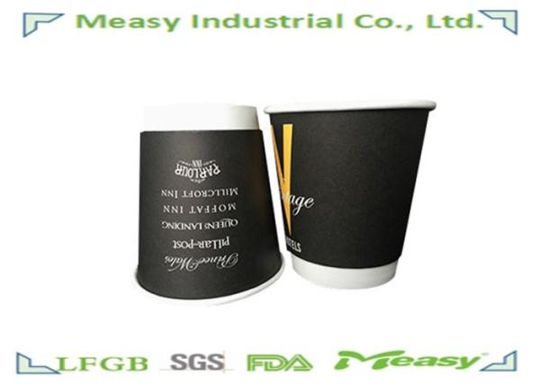 10oz 330ml Coffee eco friendly disposable cups Black Full Color Flexo Printing