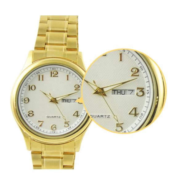 Reloj de cobre amarillo de Japón Movt del cuarzo del oro con el corchete de acero inoxidable