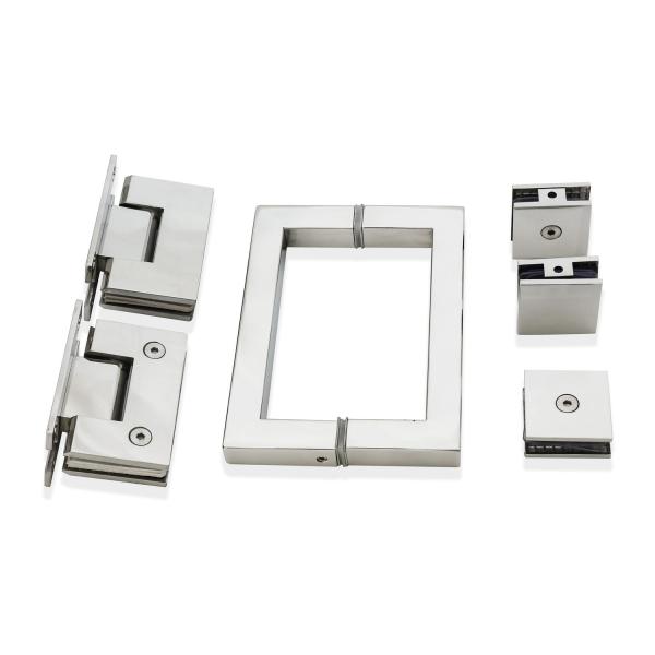 Square Handle Glass Clamp Kit Sturdy Stainless Steel Hinge for Frameless Shower Door