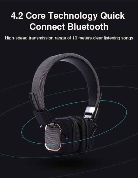 Folding wireless Bluetooth 4.2 headset high-definition mic stereo music headset for iphone, xiaomi PK Marshall major
