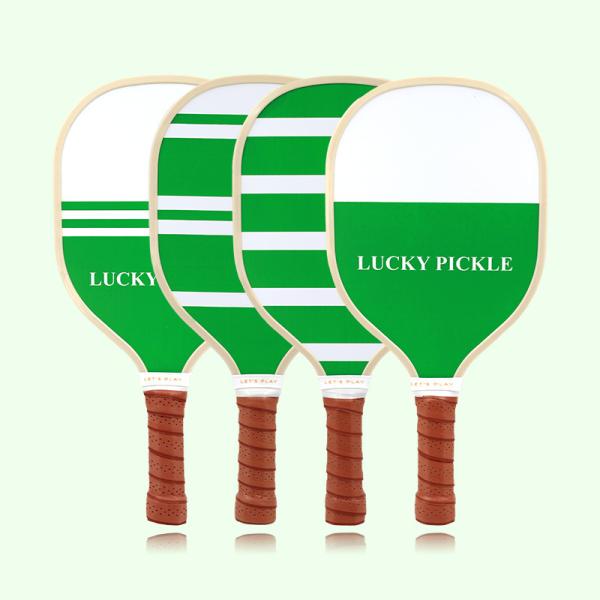 Wooden Pickleball Paddles Set of 4 Rackets with Balls and Bag BASEBALL Style Equipment