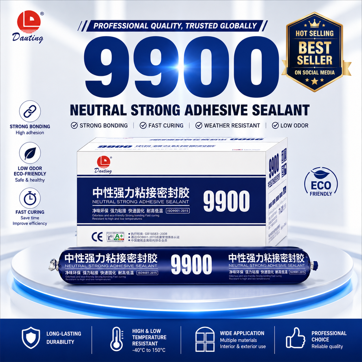 9900 Professional Silicone Sealant for Windows, Doors and Construction