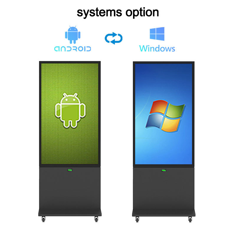 Dual-Sided Battery Powered Outdoor Digital Signage with 14-Hour Runtime and Wheeled Movable Design