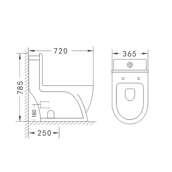 Washdown One Piece Dual Flush Toilets 365x720x785mm S Trap Water Closet Stain Resistant