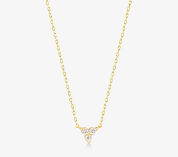 18-каровый золотой цирконовый подвесок Серебряная цепочка трио Алмазный кубический цирконовый ожерелье