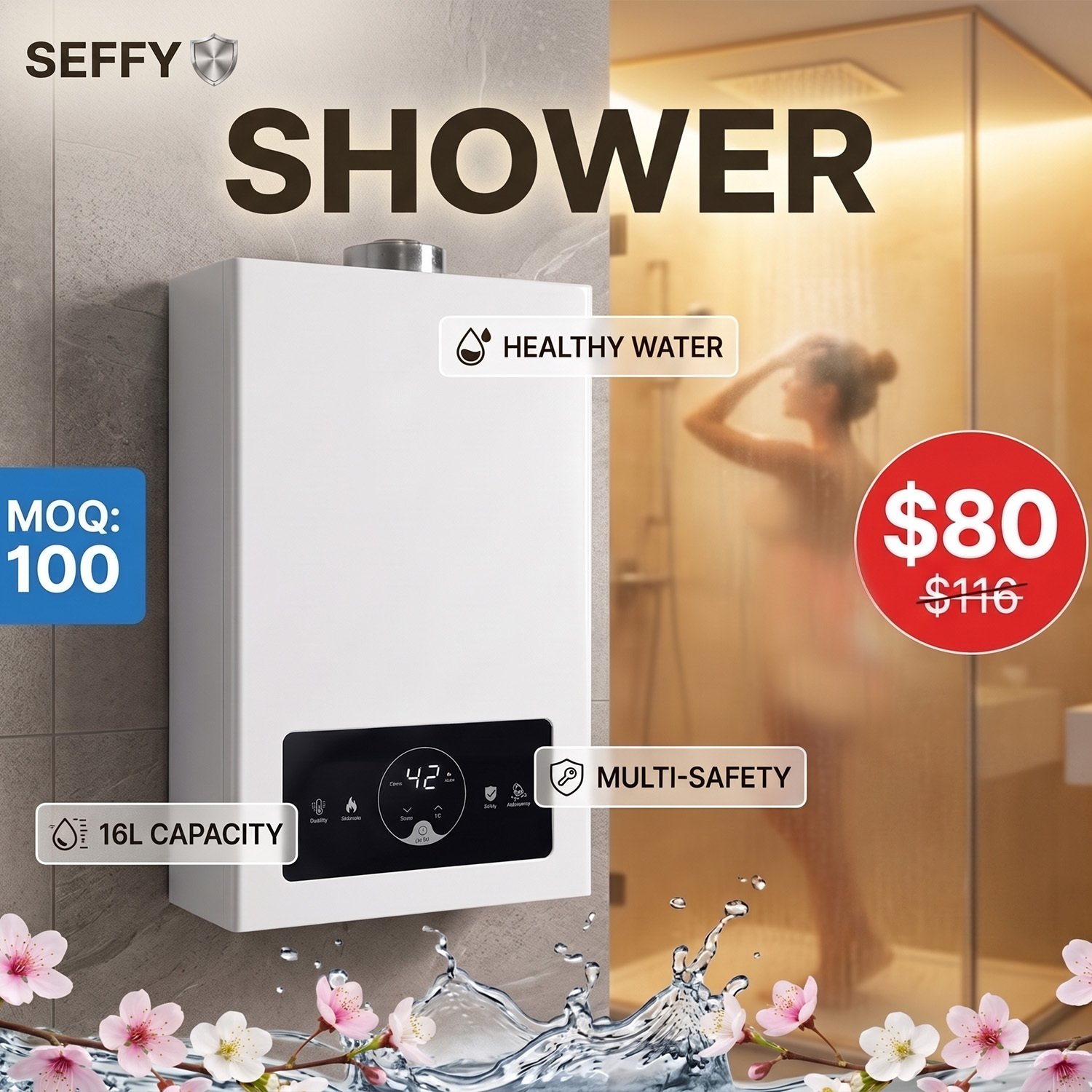 SEFFY Instant LPG Gas Water Heater 16L Capacity Healthy Shower Water Factory Price