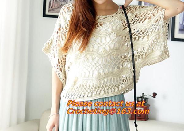 Crocheted, loose Crochet knitted blouse wears batwing hollow pullover sweaters top, hollow