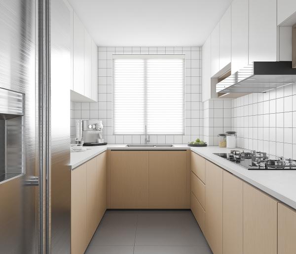 L Shape Furniture Lacquer Finished Kitchen Pantry Cabinet Design With Wall Cupboard
