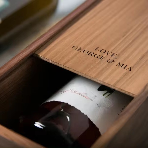 Silk-screen Printed Pine Wine Champagne Box for Engagement and Wedding 35x11x11cm