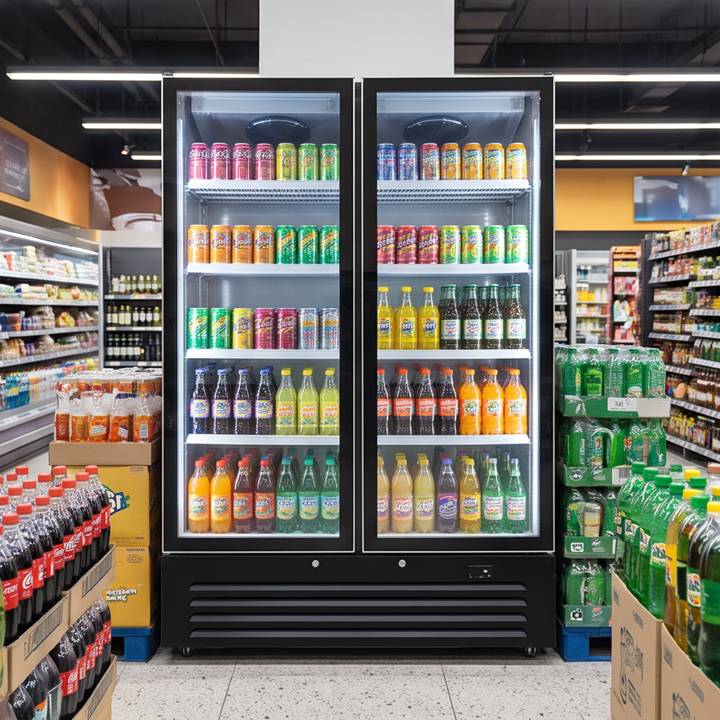 Fog-Free Double Glass Door Beverage Refrigerator with Full Surround LED Lighting and Uniform Temperature Cooling for Bars & Restaurants