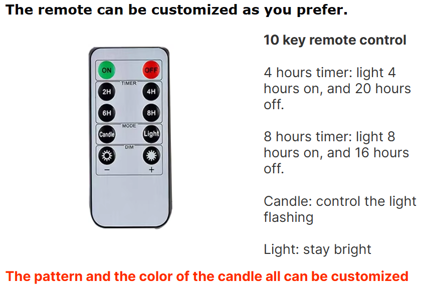 Various Sizes Paraffin Wax Taper Candles Customized Taper LED Candles With Remote