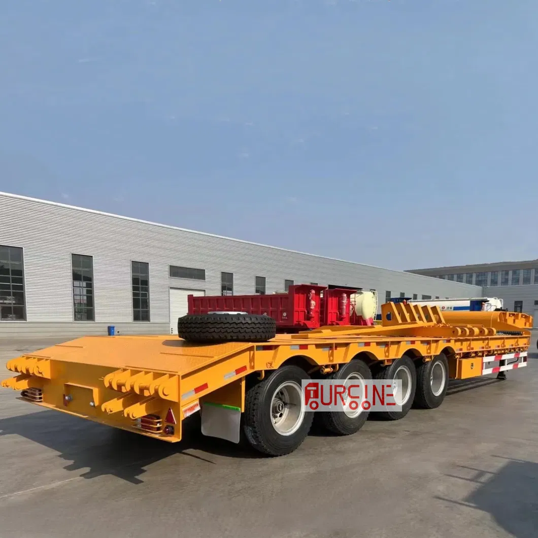 80 Ton Heavy Duty Three Axle Low Bed Semi Trailer for Excavator Transport