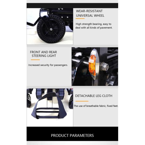 Portable Medical Transport Wheelchair Lightweight Disabled Electric Stair Clibing Wheelchair