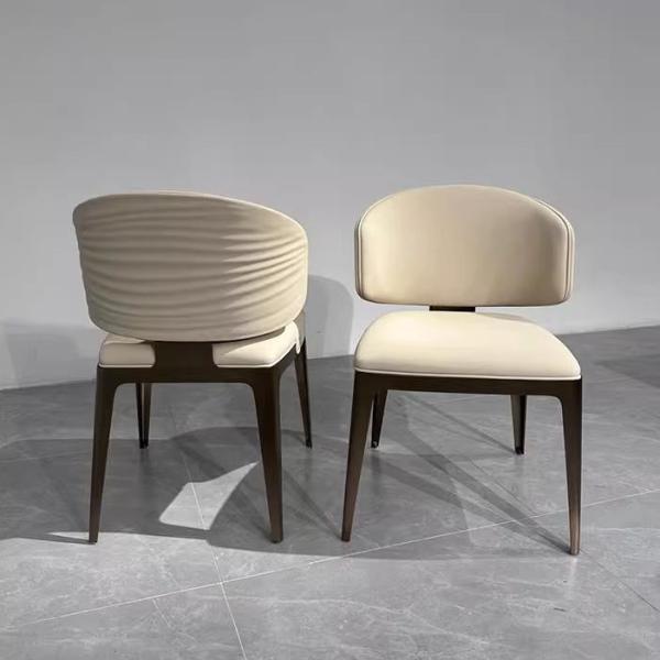 Hotel Restaurant Light Luxury Stainless Steel Leather Dining Chair