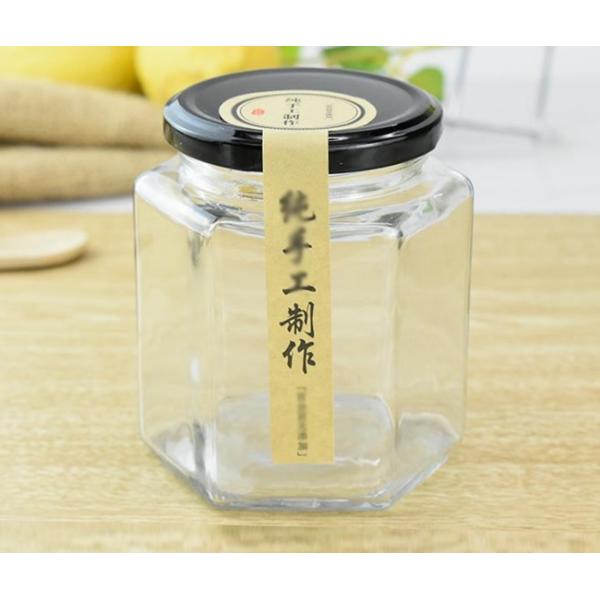 Опарникы меда Recyclable шестиугольника 380ml качества еды стеклянные 13*13*13cm