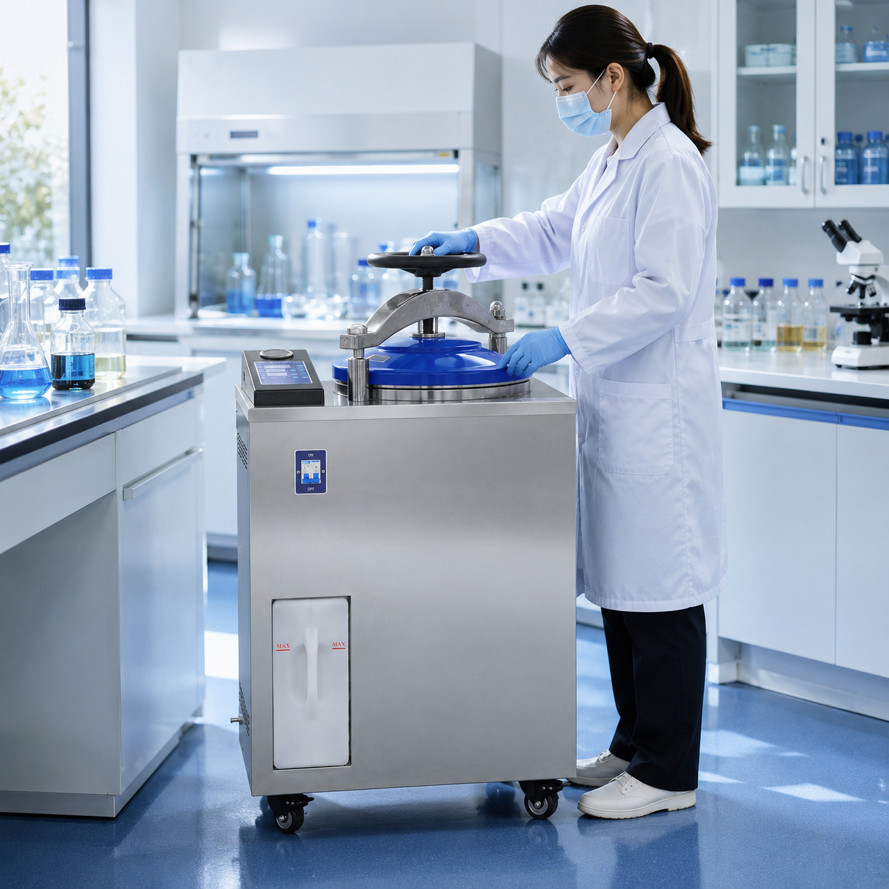 Cenlee OEM Laboratory Internal Cycle Steam Sterilizer 35-100L SUS304 116-134°C Digital Control Vertical Autoclave