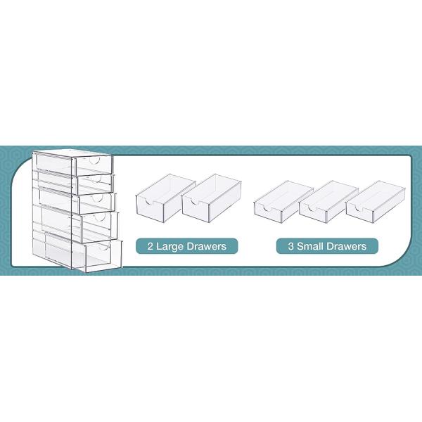 Clear Containers For Hair Accessory Organizing, Plastic Hair Accessory Organizer Box With 5 Drawers, Hair Accessory