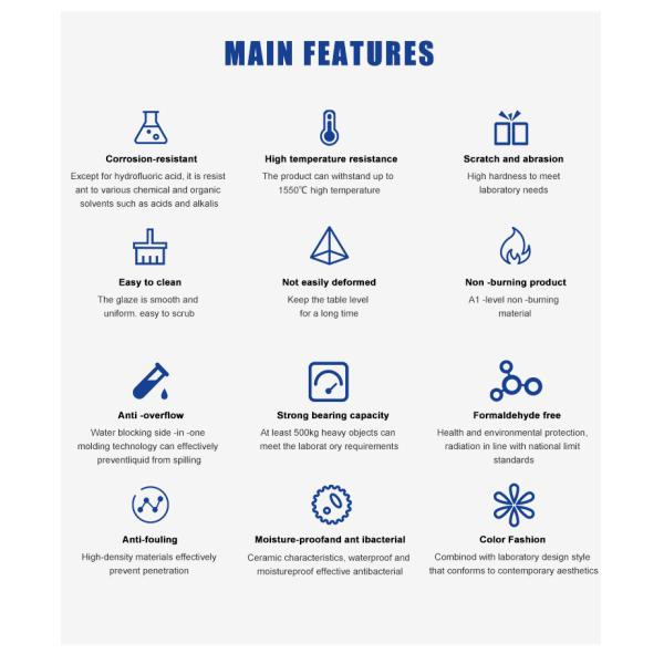 Керамический лабораторный рабочий стол водонепроницаемый