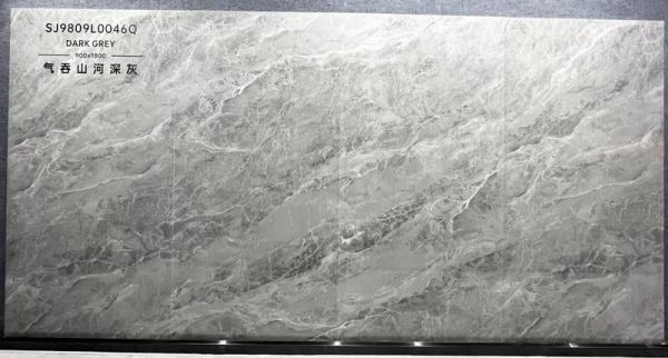 Polished Glazed Porcelain Tile 900x1800mm Light Gray Marble Look