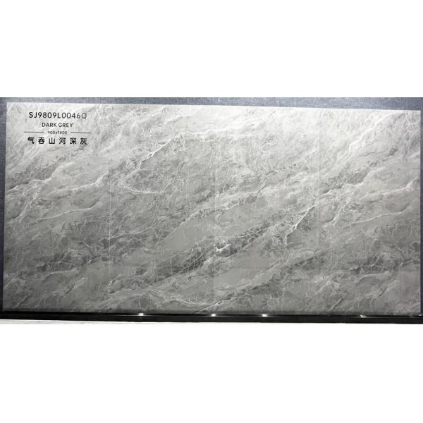 Polished Glazed Porcelain Tile 900x1800mm Light Gray Marble Look