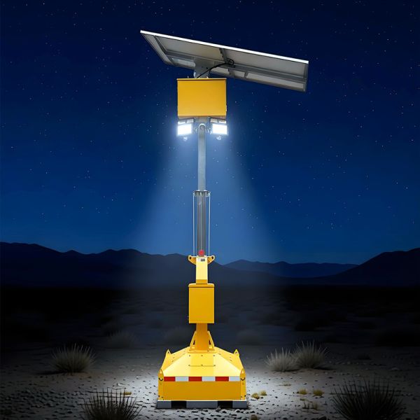 Corrosion Resistant Solar Mobile Light Tower 90° Manual Lifting Flexible Installation Outdoor Light Tower