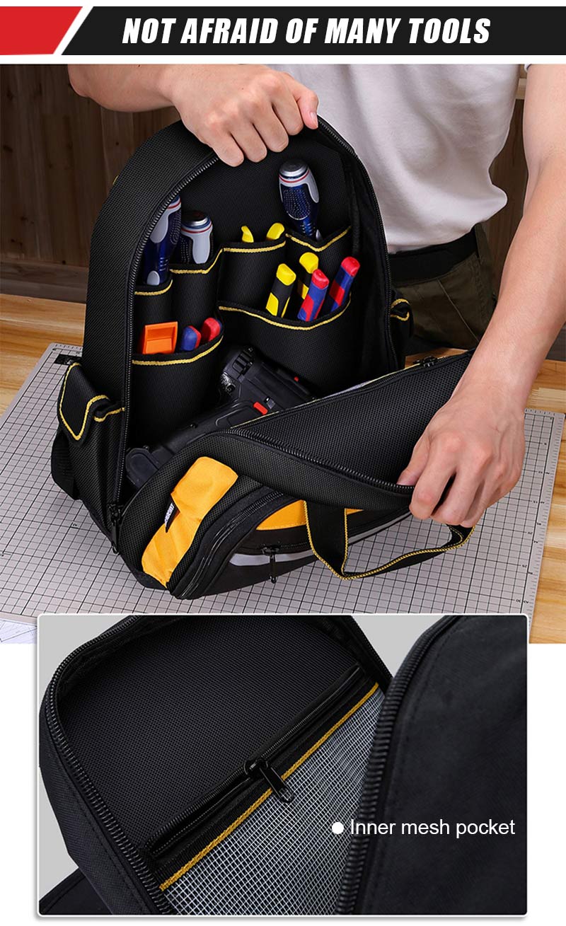 Latest Design Multi-Purpose Functional Durable Hard Base Custom Heavy Duty  Electricians Tool Bag Backpack