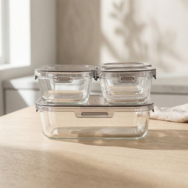 Space-saving design microwave safe glass food containers with lfgb certificate for Urban Organization & Storage Specialists