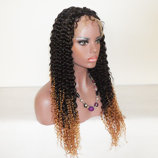 Brazilian Human Hair Full Lace Wigs Ombre Color with dark roots