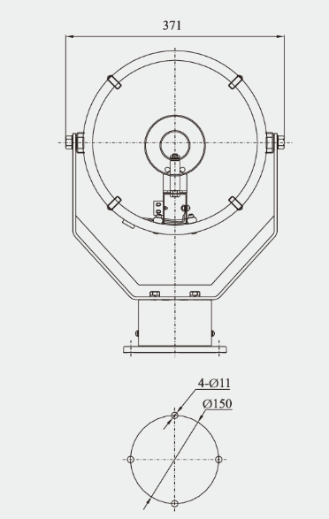 Electrical Commercial Marine Searchlights 1000W IP56 With Brass Base