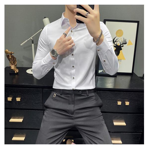 Long-Sleeved Custom Formal Shirt For Men Printed Polyester Cotton Slim Fit Casual Shirt