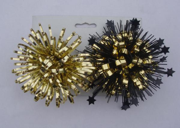 Gold yellow 4Inch PET Firework fancy bows for wrapping paper , gift bags and tissue