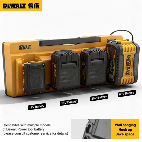 4 Ports Dewalt Multi Battery Charger DCB127 DCB120 DCB200 DCB204 DCB206 DCB182